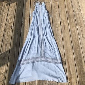 Blue maxi dress with lace detailing. Altard state size L